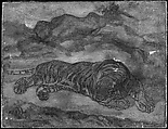 Tiger in Repose, Antoine-Louis Barye (French, Paris 1795–1875 Paris), Oil on canvas